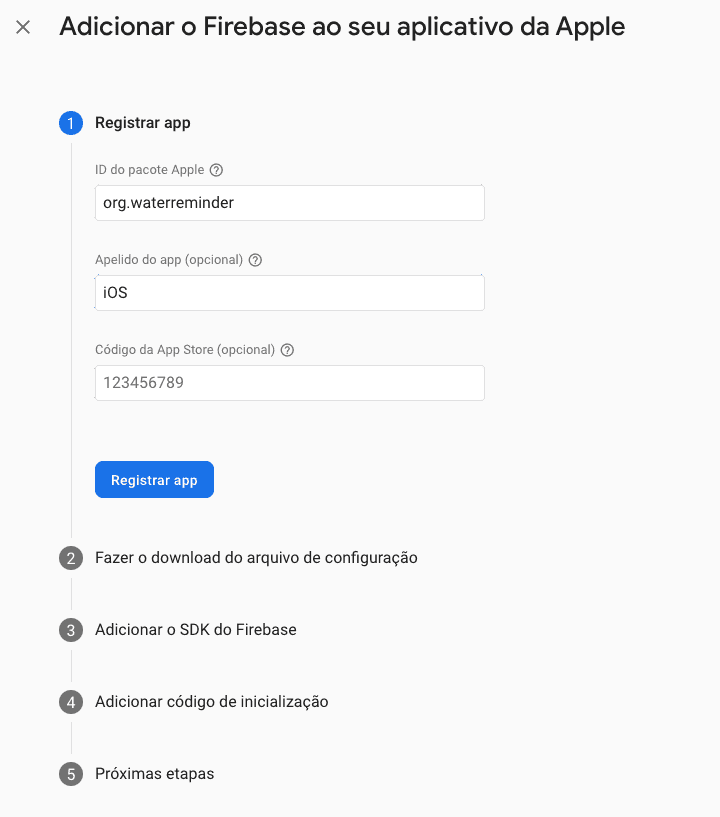 Adicionar iOS passo 1