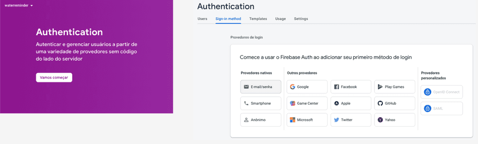 Autenticação com email e senha
